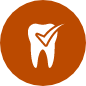 Animated tooth with checkmark icon