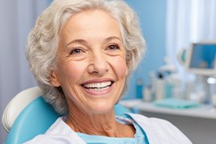 Woman pleased with her complete smile