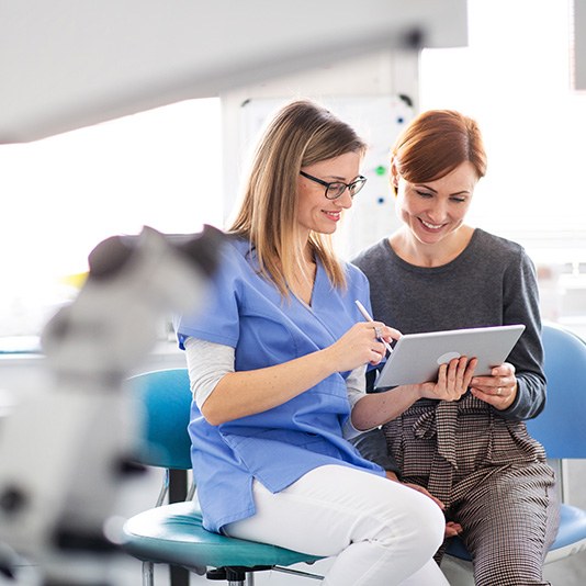 Patient learning about a smile makeover 